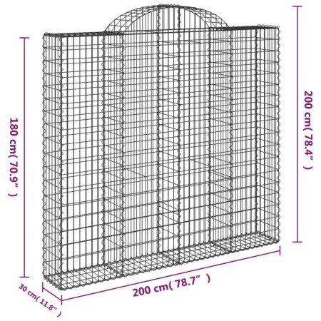 Cesti Gabbioni ad Arco 3 pz 200x30x180/200 cm Ferro Zincato