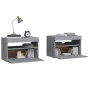 Comodini 2 pz con Luci LED Grigio Sonoma 60x35x40 cm