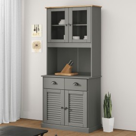 Credenza VIGO Grigia 78x40x175 cm in Legno Massello di Pino