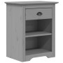 Comodino BODO 53x38,5x66 cm in Legno Massello di Pino Grigio