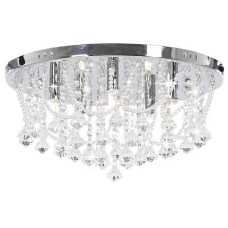 Lampadario Perle di Cristallo Argento Rotondo 4 Lampadine G9