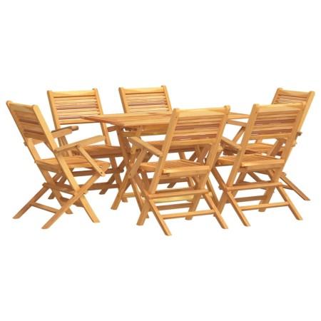 Set da Pranzo da Giardino 7 pz in Legno Massello di Teak