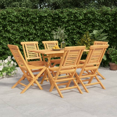 Set da Pranzo da Giardino 7 pz in Legno Massello di Teak