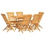 Set da Pranzo da Giardino 7 pz in Legno Massello di Teak
