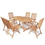 Set da Pranzo da Giardino 7pz Sedie Pieghevoli Massello di Teak