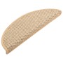 Tappeti Adesivi Scale Aspetto Sisal 15pz 65x21x4cm Beige Chiaro