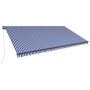 Tenda da Sole Retrattile Manuale con LED 600x300cm Blu e Bianco