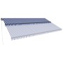 Tenda da Sole Retrattile Manuale con LED 600x300cm Blu e Bianco