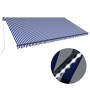 Tenda da Sole Retrattile Manuale con LED 600x300cm Blu e Bianco