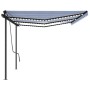 Tenda da Sole Retrattile Manuale con LED 6x3 m Blu e Bianco