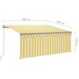 Tenda da Sole Retrattile Parasole LED 3,5x2,5m Gialla e Bianca