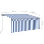 Tenda Sole Retrattile Manuale con LED 3,5x2,5 m Blu e Bianco