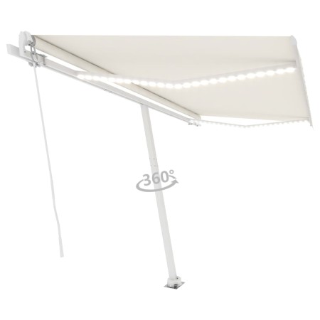 Tenda da Sole Retrattile Manuale LED 450x350 cm Crema