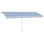 Tenda da Sole Retrattile Manuale LED 500x350 cm Blu e Bianca