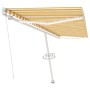 Tenda da Sole Retrattile Manuale LED 400x350 cm Giallo Bianco