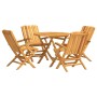 Set da Pranzo per Giardino 5 pz in Legno Massello di Teak