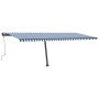 Tenda da Sole Retrattile Manuale con LED 600x300cm Blu e Bianco