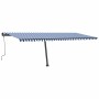 Tenda da Sole Retrattile Manuale con LED 600x350 cm Blu Bianco