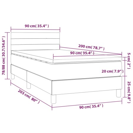 Giroletto a Molle con Materasso Grigio Scuro 90x200 cm Tessuto