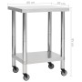 Tavolo da Lavoro Cucina con Ruote 80x30x85 cm in Acciaio Inox