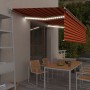 Tenda Sole Retrattile Manuale Parasole LED 5x3m Arancio Marrone