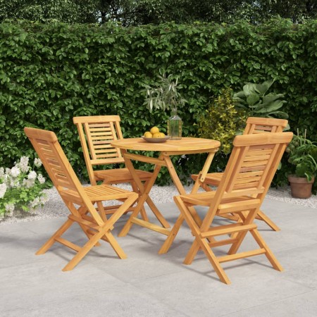 Set da Pranzo per Giardino 5 pz in Legno Massello di Teak