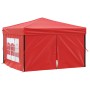 Tenda per Feste Pieghevole con Pareti Laterali Rosso 3x3 m