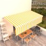 Tenda Sole Retrattile Manuale con Parasole 6x3m Gialla Bianca