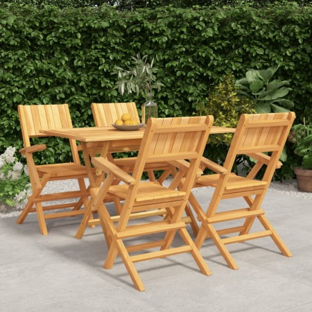 Set da Pranzo per Giardino 5 pz in Legno Massello di Teak