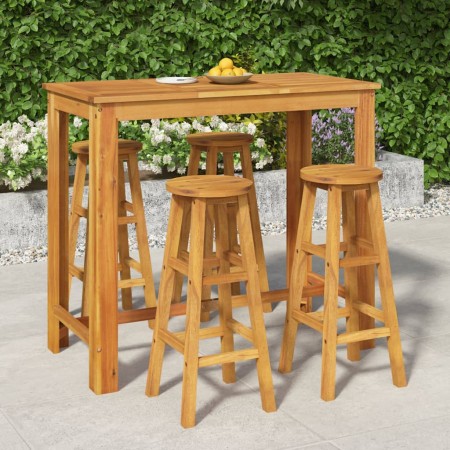 Set da Bar da Giardino 5 pz in Legno Massello di Acacia