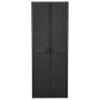 Armadio da Giardino Nero 65x45x172 cm in Rattan PP