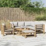 Set Salotto da Giardino 8pz con Cuscini Grigio Chiaro Bambù