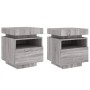 Comodini con Luci LED 2pz Grigio Sonoma 40x39x48,5 cm