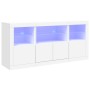 Credenza con Luci LED Bianca 142,5x37x67 cm