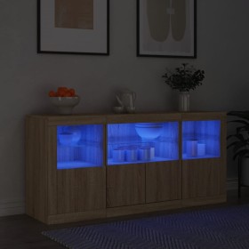 Credenza con Luci LED Rovere Sonoma 142,5x37x67 cm