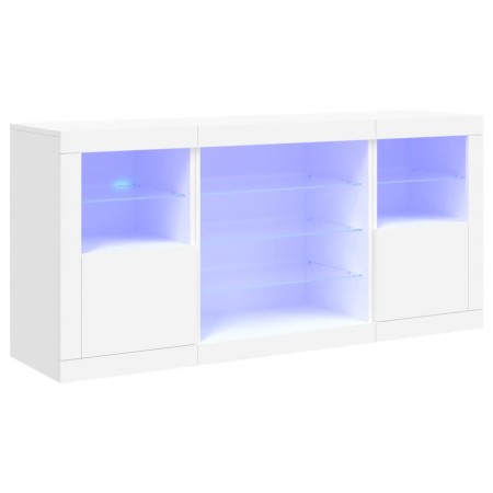 Credenza con Luci LED Bianca 142,5x37x67 cm