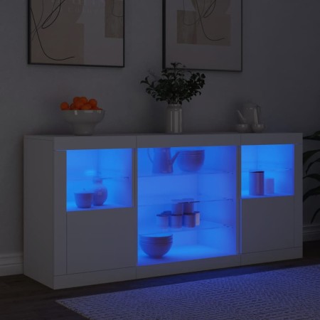 Credenza con Luci LED Bianca 142,5x37x67 cm