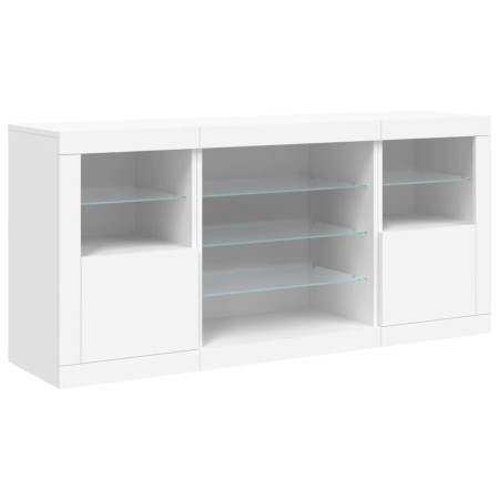 Credenza con Luci LED Bianca 142,5x37x67 cm