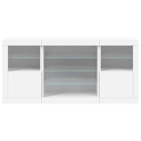 Credenza con Luci LED Bianca 142,5x37x67 cm