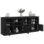 Credenza con Luci LED Nera 164x37x67 cm