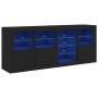 Credenza con Luci LED Nera 164x37x67 cm