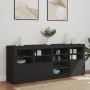 Credenza con Luci LED Nera 164x37x67 cm