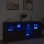 Credenza con Luci LED Nera 164x37x67 cm