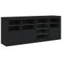 Credenza con Luci LED Nera 164x37x67 cm