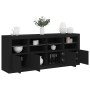 Credenza con Luci LED Nera 163x37x67 cm