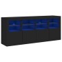 Credenza con Luci LED Nera 163x37x67 cm