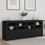 Credenza con Luci LED Nera 163x37x67 cm