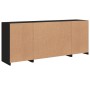 Credenza con Luci LED Nera 163x37x67 cm