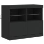 Credenza con Luci LED Nera 163x37x67 cm