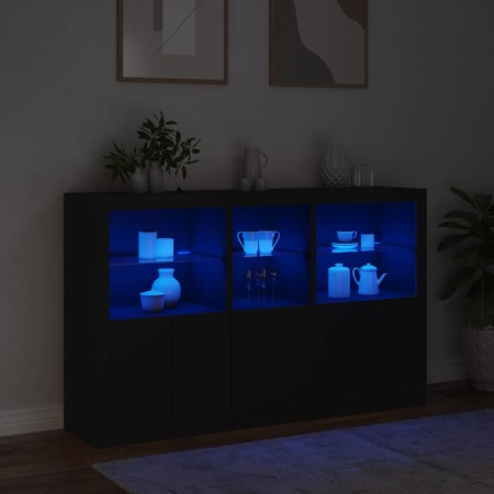 Credenza con Luci LED Nera 162x37x100 cm